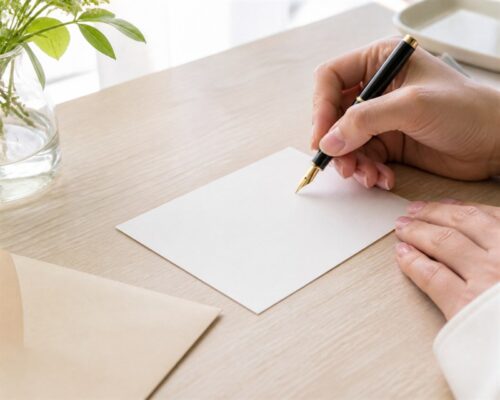 はがきを丁寧に書く