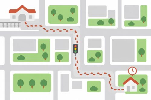 駅から自宅までの距離と徒歩の時間